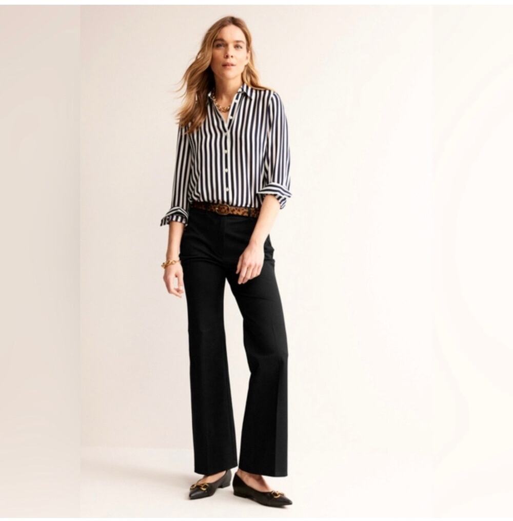NWT Boden Brompton Bi Stretch Trousers Stretch Cotton Black 4P Flare